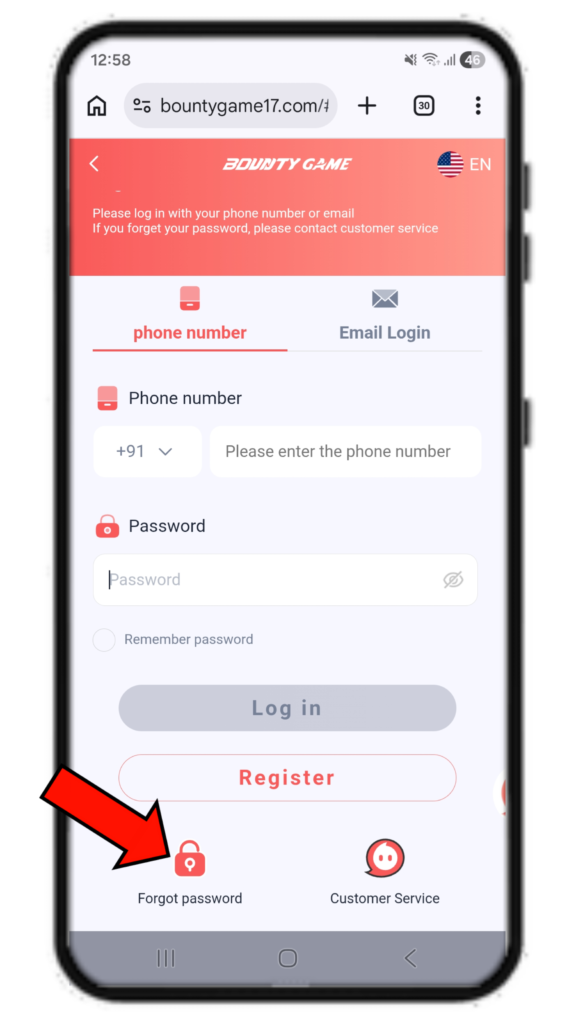 Bounty Game Forgot Password