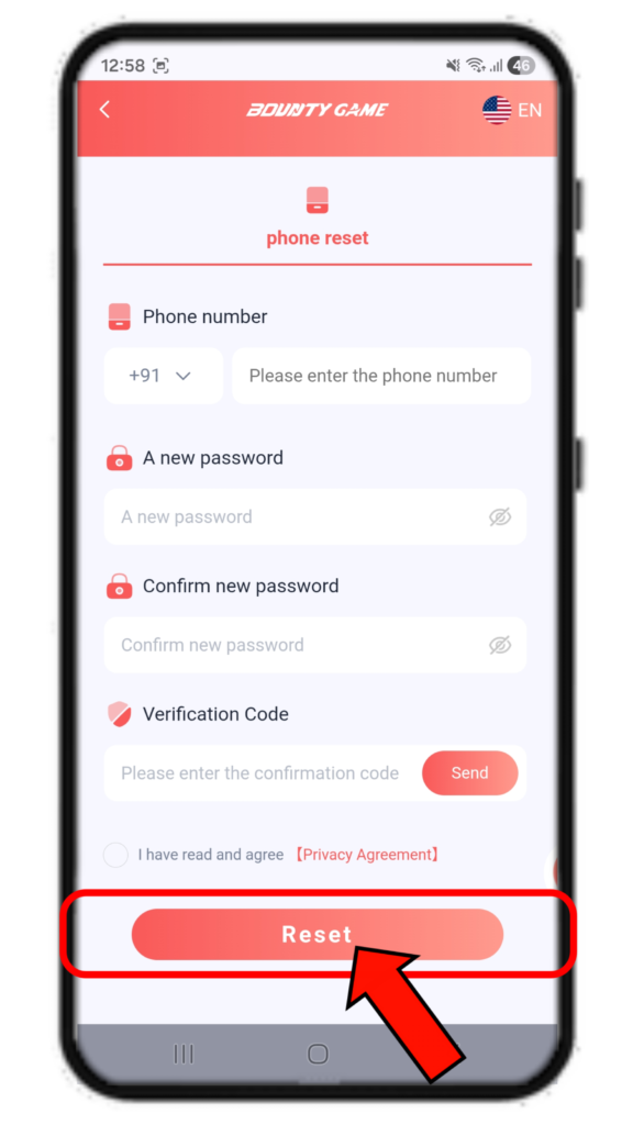 Bounty Game Forgot Password